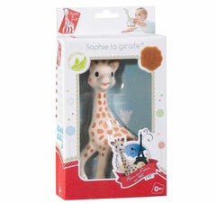 Sophie La Girafe en su empaque de presentación, ideal para regalar en un Baby Shower