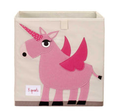 Caja organizadora con dulce diseño estampado de unicornio rosa