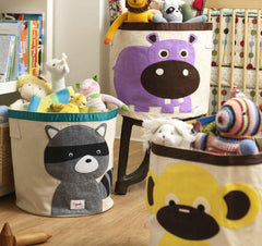 Originales y divertidos cestos con diseños de animalitos para guardar los juguetes de tu bebé