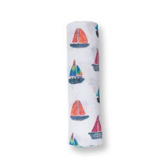 Lulujo - Sailboat Cotton Swaddle -Sabanilla Botes - Mi Bebe Market