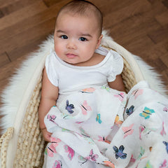 Lulujo - Butterfly Cotton Swaddle -Sabanilla Mariposas - Mi Bebe Market