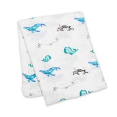 Lulujo - Whales Cotton Swaddle -Sabanilla Ballena