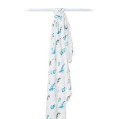 Lulujo - Whales Cotton Swaddle -Sabanilla Ballena - Mi Bebe Market