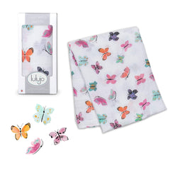 Lulujo - Butterfly Cotton Swaddle -Sabanilla Mariposas - Mi Bebe Market