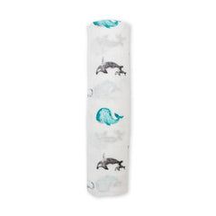Lulujo - Whales Cotton Swaddle -Sabanilla Ballena - Mi Bebe Market